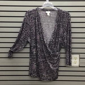 CHICO’S Sexy Flattering Surplice Top 3/4 Sleeve 3